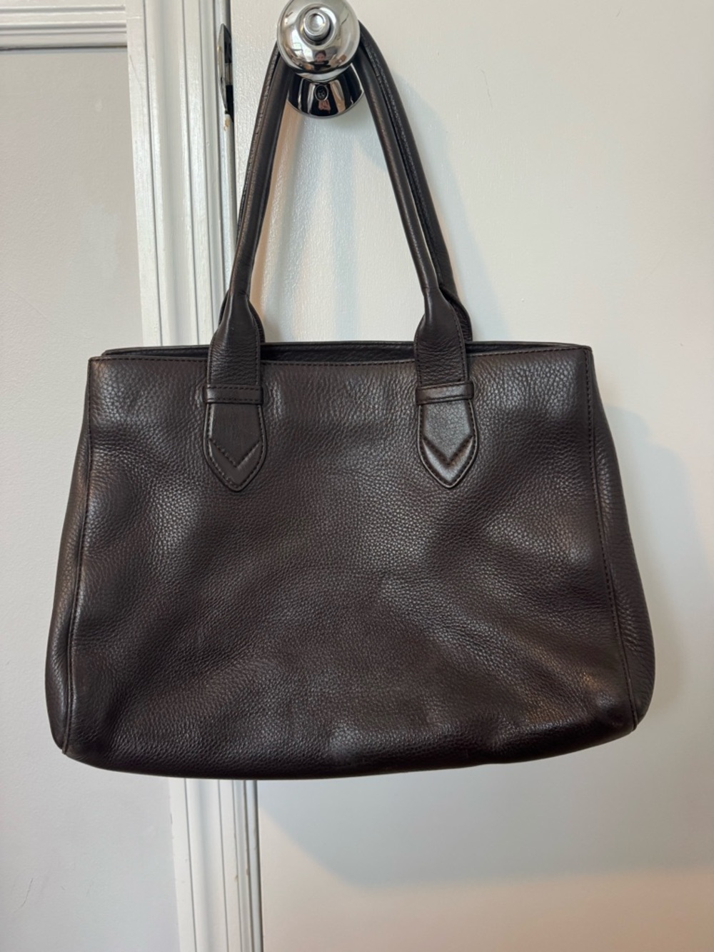 Classic Dark Brown Leather Tote Bag - Picture 2 of 9